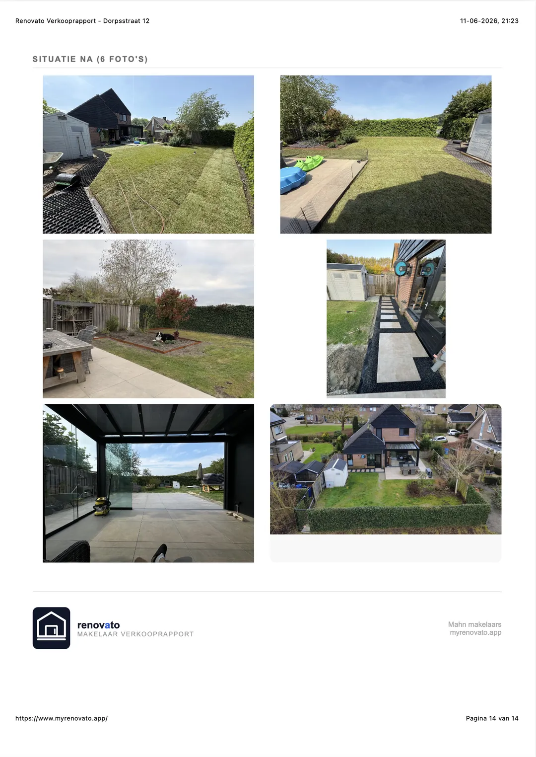 Voorbeeld van een Renovato verbouwingsrapport (PDF) met overzicht, kosten en voor/na foto's (10/10)