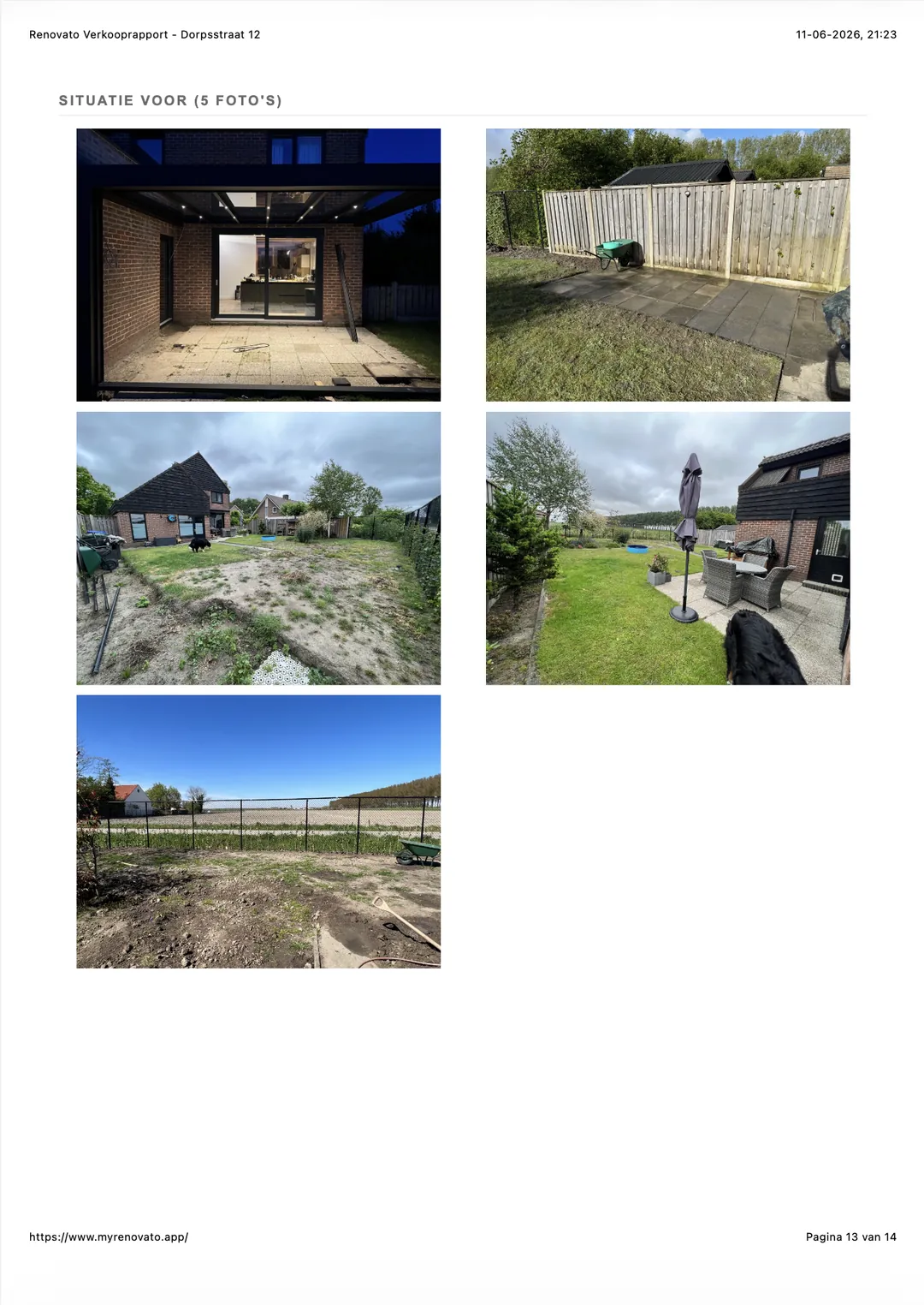 Voorbeeld van een Renovato verbouwingsrapport (PDF) met overzicht, kosten en voor/na foto's (9/10)